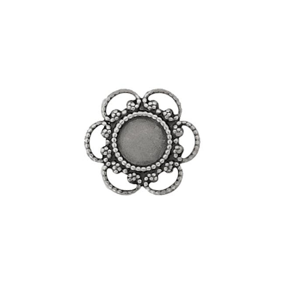 Small Filigree Settings for 5mm Flat Back Stones, Swarovski ss20 Rhinestones, and Cabochons - Antiqued Silver Ox Nickel Free Made in the USA