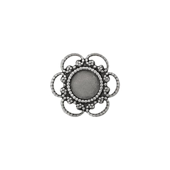 Small Filigree Settings for 5mm Flat Back Stones, Swarovski ss20 Rhinestones, and Cabochons - Antiqued Silver Ox Nickel Free Made in the USA
