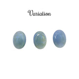 Rare Translucent Czech Glass Flat Back Stones - 18x13mm Oval Jewels with Faceted Tops Seafoam Green with Blue Dragon's Breath