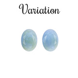 Rare Translucent Czech Glass Flat Back Stones - 18x13mm Oval Jewels with Faceted Tops Seafoam Green with Blue Dragon's Breath