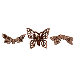 Tiny Butterfly Filigree - Antiqued Copper Ox - Intricate Detail Dapt Wings - Nickel Free - 2 Pieces - High Quality European Brass