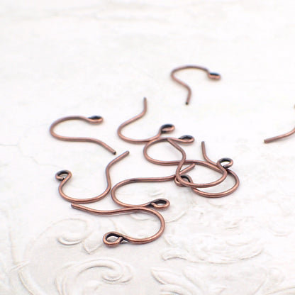 Antiqued Copper Nickel Free Earring Hooks - 24 Pieces - 12 Pairs