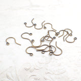 Small solid antiqued brass hook ear wires for earring designs
