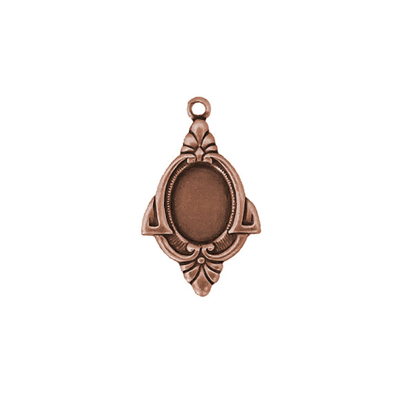 Drop Settings for 8x6mm Flat Back Stones and Cabochons - Antiqued Copper Ox