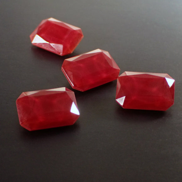 Blood Red Water Effect Czech Glass Faceted Fancy Stone Rare Handmade 18 x 13 mm Octagon
