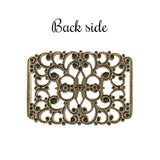 Filigree with Flowers and Slots for Ribbon Slides - Antiqued Brass Ox - 2 Pieces - High Quality European Brass