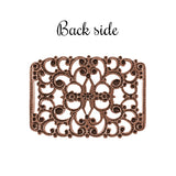 Filigree with Flowers and Slots for Ribbon Slides - Antiqued Copper Ox - High Quality European Brass