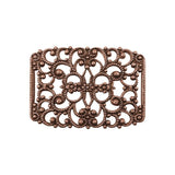 Filigree with Flowers and Slots for Ribbon Slides - Antiqued Copper Ox - High Quality European Brass