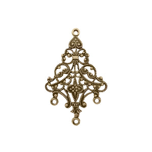 Rare Antique Brass Ox Chandelier Components for Earrings - French Style Filigree for Jewelry Making - 4 Pieces - European Made Brass