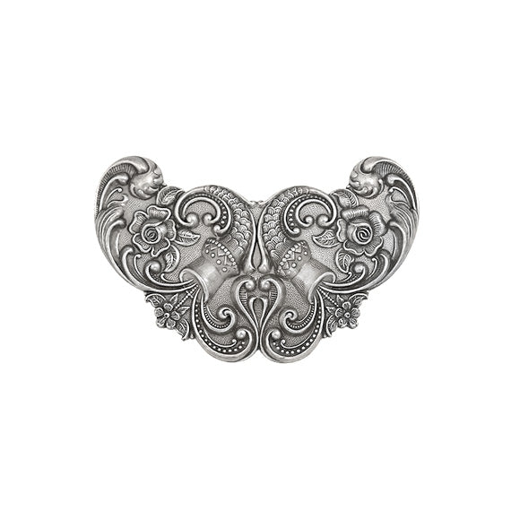 Large Flourish Stampings with Cornucopia - Antiqued Silver Ox 1 Piece