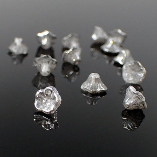 Crystal Chrome Czech Glass Small Cup Flower Beads 7x5mm