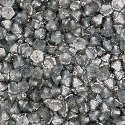 Crystal Chrome Czech Glass Small Cup Flower Beads 7x5mm