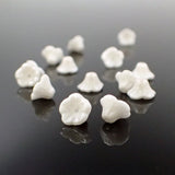 Luster White Alabaster Czech Glass Small Cup Flower Beads 7x5mm