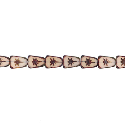 Artisan Czech Glass Beads Table Cut Dragonfly Beads - Translucent Milky Off White with Picasso Finish 27x20mm - 2 Pieces