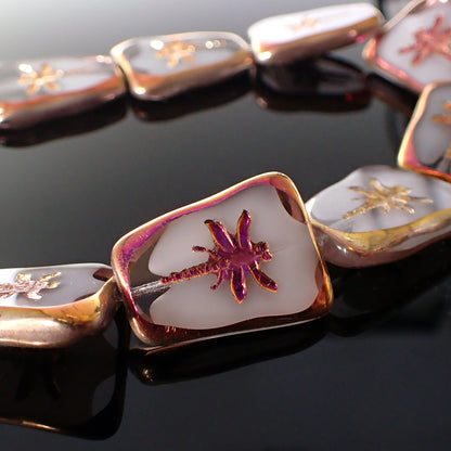 Artisan Czech Glass Beads Table Cut Dragonfly Beads - Clear White Mix with Sliperit Coating 27x20mm - 2 Pieces