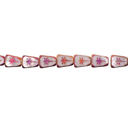 Artisan Czech Glass Beads Table Cut Dragonfly Beads - Clear White Mix with Sliperit Coating 27x20mm - 2 Pieces