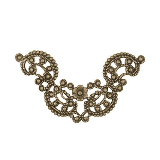 Centerpiece Floral Filigree - Antiqued Brass Ox - 2 Pieces - High Quality European Brass