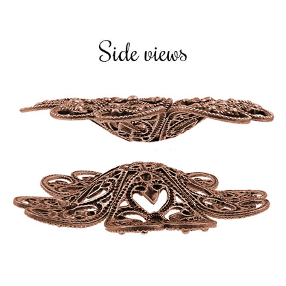 Lacy Flower Filigree, Antiqued Copper