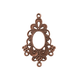 European Floral Chandelier Drop Connectors - Antiqued Copper Ox 4-Way Links - 2 Pieces