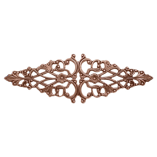 Floral Filigree Bar Stamping - Vintage Victorian Style Antiqued Copper Ox Finger Ring Base - Renaissance Steampunk Jewelry Supply - 2 Pieces