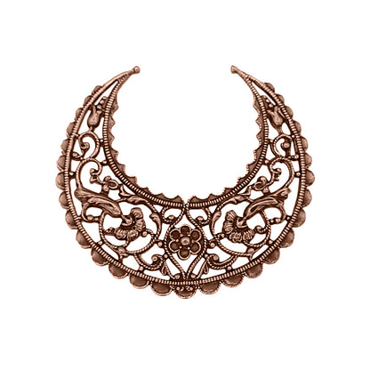 Medium Lacy Floral Hoop Filigree - Antiqued Copper Ox - Intricate Flourish Details - Nickel Free - 1 Piece - High Quality European Brass