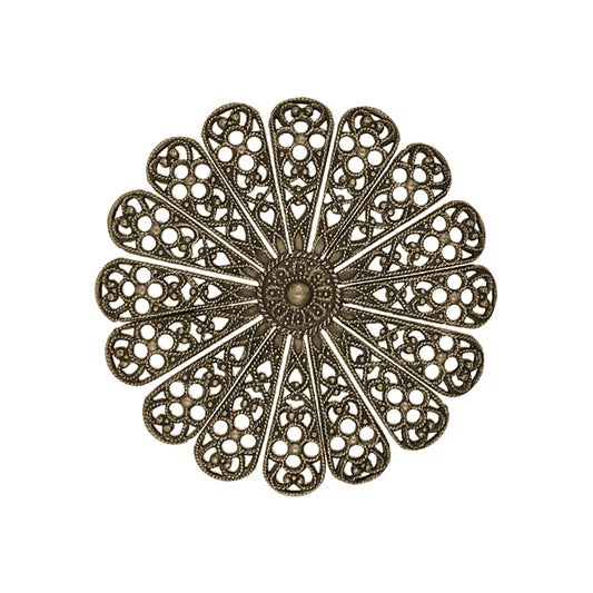 Dapt Daisy Flower Shaped Filigree with Independent Petals - Antiqued Brass Ox