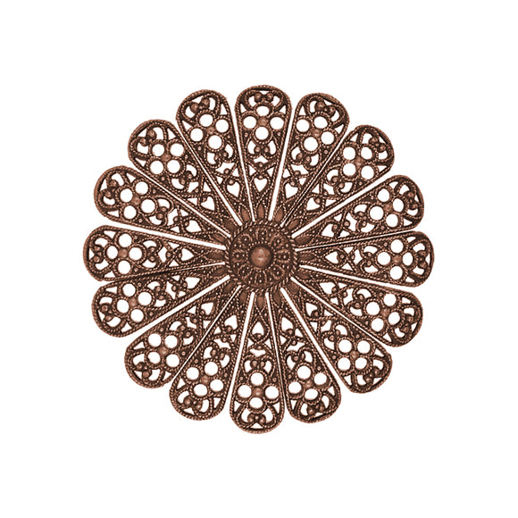 Dapt Daisy Flower Shaped Filigree with Independent Petals - Antiqued Copper Ox