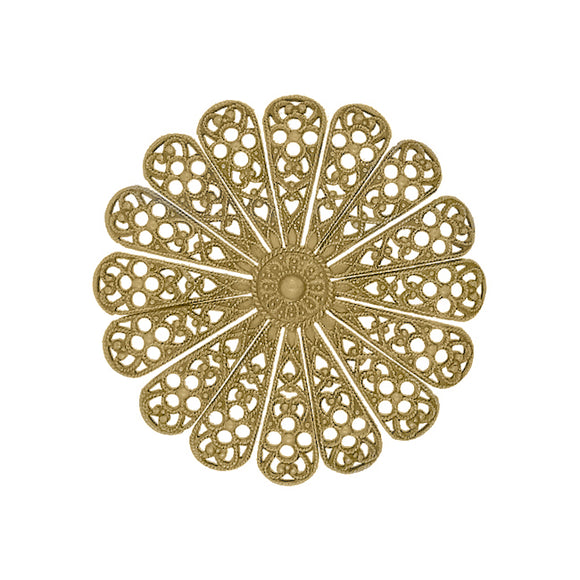 Dapt Daisy Flower Shaped Filigree with Independent Petals - Raw Brass