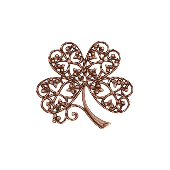 Large Four Leaf Clover Filigree - Antique Copper Ox Stampings - Intricate Detail Nickel Free - 1 Piece - High Quality Vintage European Brass