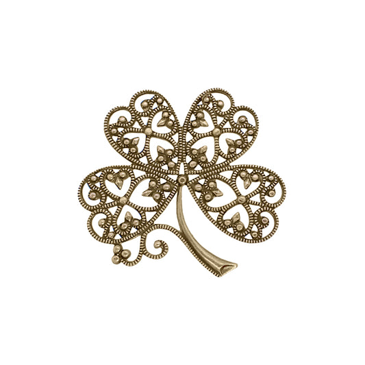 Large Four Leaf Clover Filigree - Antique Brass Ox Stampings - Intricate Detail Nickel Free - 1 Piece - High Quality Vintage European Brass