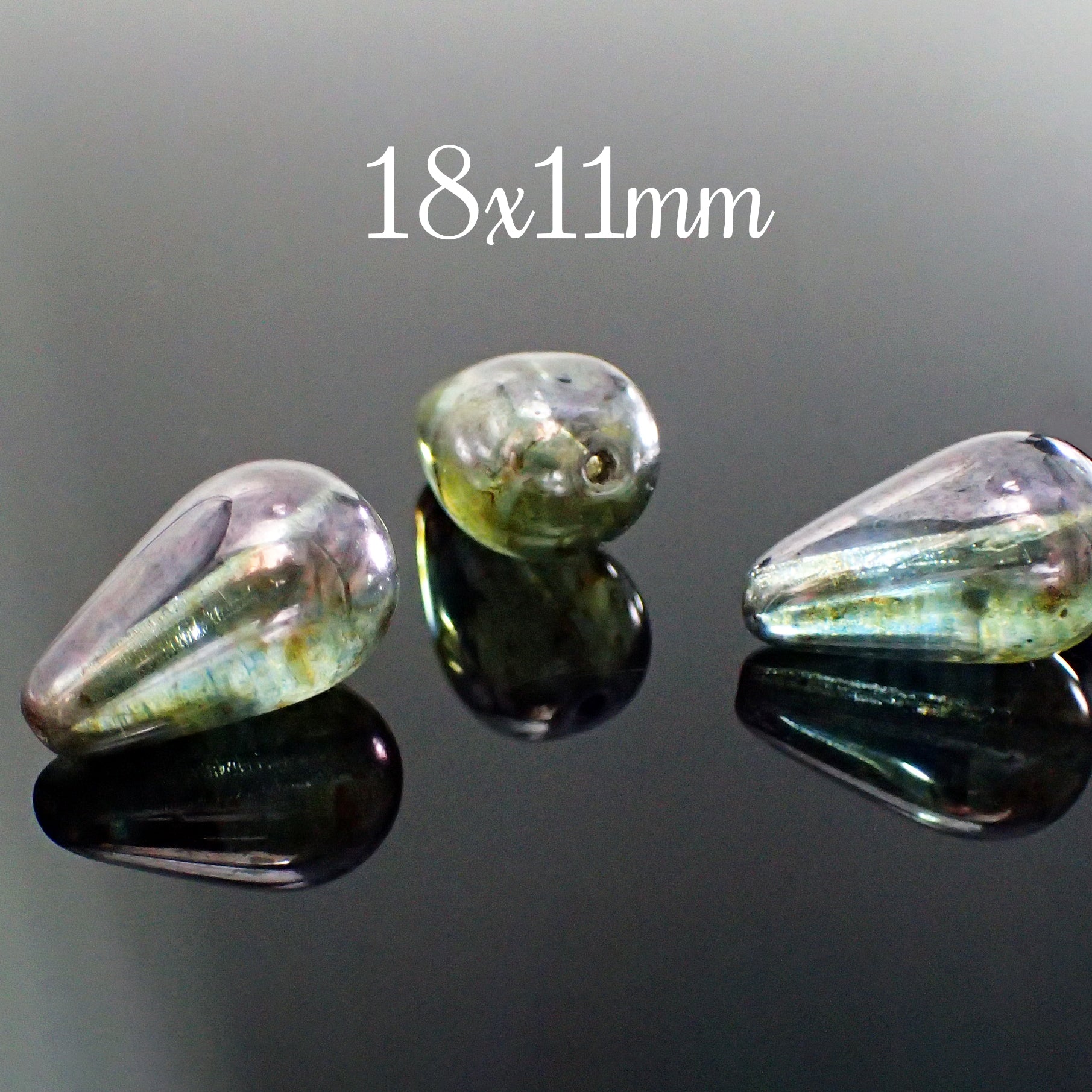 18x11mm Lumi Green Luster Czech Glass Teardrop Beads, 8 Pieces – New Relic  Studio