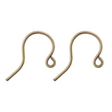 Small solid antiqued brass hook ear wires for earring designs