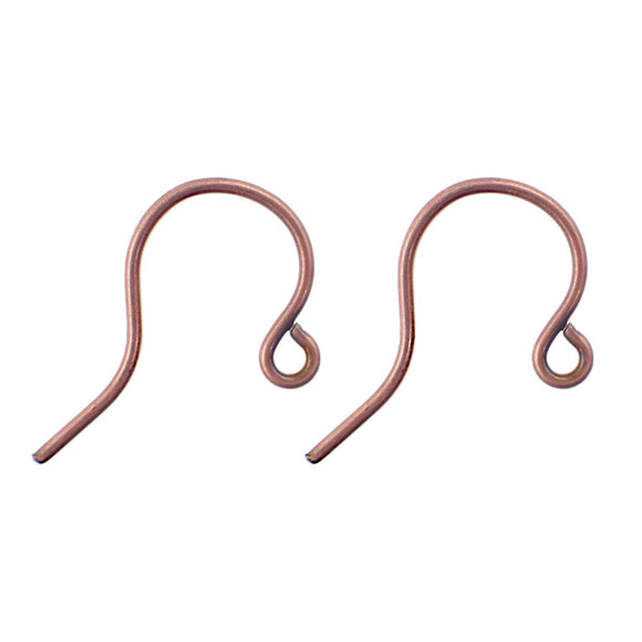 Ear Wires - Hooks - Antiqued Copper Ox Plated Brass - 100 Pieces