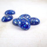 Blue Oval Czech Glass Faux Opal Cabochon - Glass Opal Cabs - 18x13mm 18 x 13 mm 18mm - Bright Light and Dark Blue Flat Back Stones