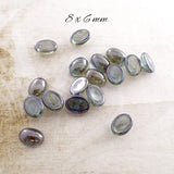 8x6mm Oval Transparent Lumi Green Luster Czech Glass Cabochons - 8mm 8 x 6 mm - For Antique Style Jewelry Scrapbook Embellishments