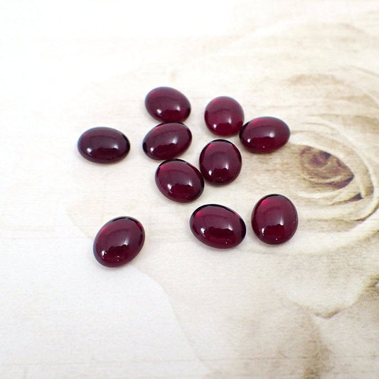 Czech Glass Cabochons -10x8mm Dark Garnet Red