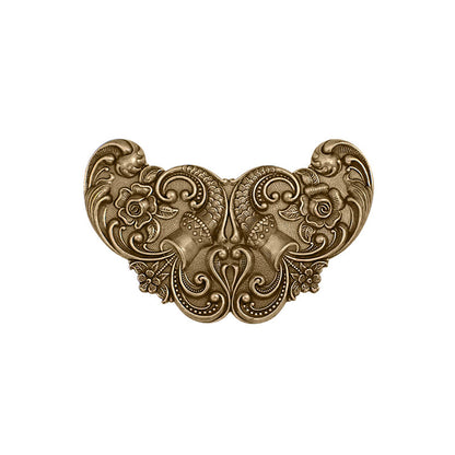 Large Floral Stamping - Antiqued Brass Ox Victorian Art Nouveau Style Scrapbook Corner Embellishment - USA Made Jewelry Making Supplies