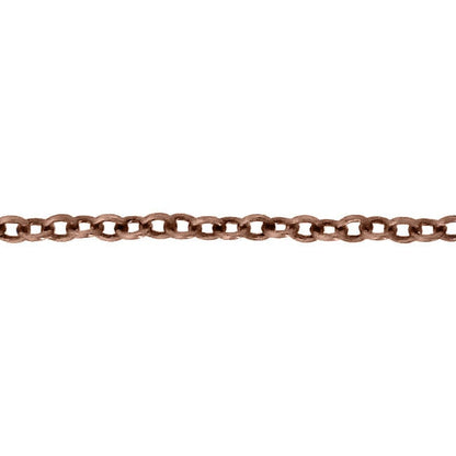 Small Soldered Cable Chain - Antiqued Copper Plated Brass - Jewelry Making Chain with Petite Round Soldered Links