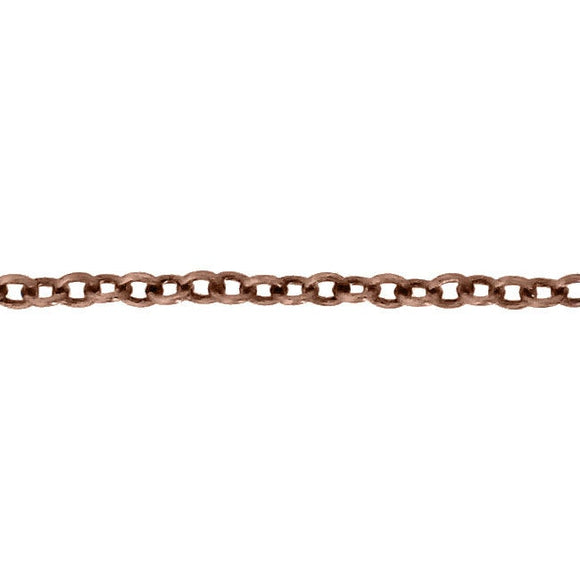 Small Soldered Cable Chain - Antiqued Copper Plated Brass - Jewelry Making Chain with Petite Round Soldered Links