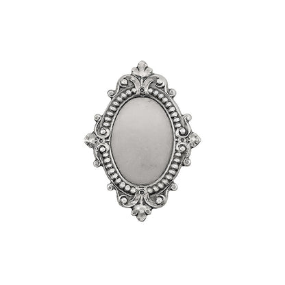Silver Ox Antique Style Setting for 18x13mm Oval Flat Back Stones and Cabochons - Nickel Free for Victorian Renaissance Designs - 2 Pieces