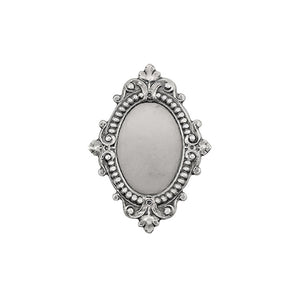 Silver Ox Antique Style Setting for 18x13mm Oval Flat Back Stones and Cabochons - Nickel Free for Victorian Renaissance Designs - 2 Pieces