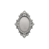 Silver Ox Antique Style Setting for 18x13mm Oval Flat Back Stones and Cabochons - Nickel Free for Victorian Renaissance Designs - 2 Pieces