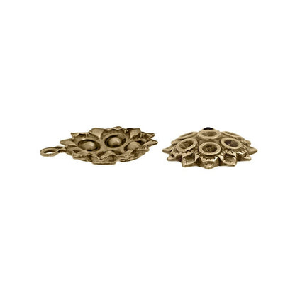Chaton Settings for Multiple Stones - Antiqued Brass Ox Circular Setting Drop Charm or Pendant - Nickel Free Made in the USA - 4 Pieces