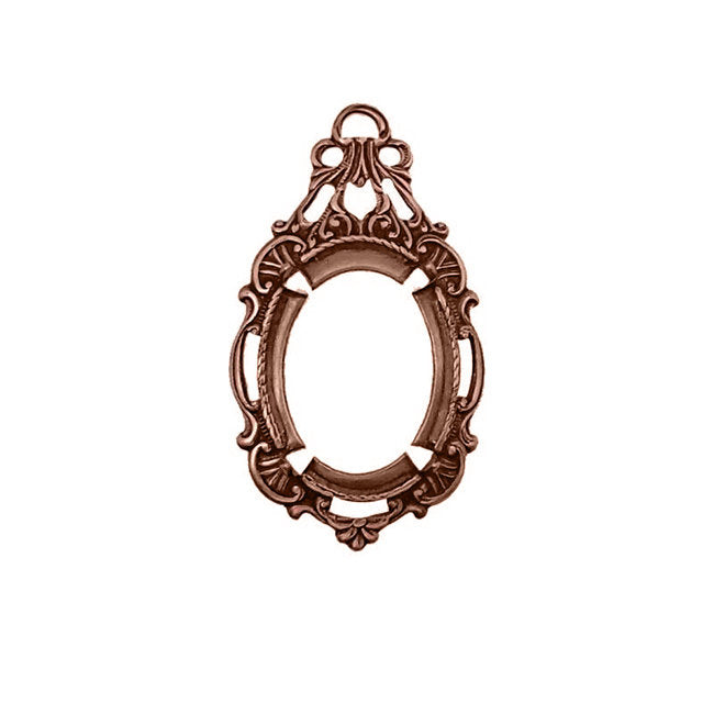 Copper Ox Pendant Setting for 18x13mm Flat Back Stones and Cabochons - Antiqued Copper Prongs - Nickel Free Made in the USA