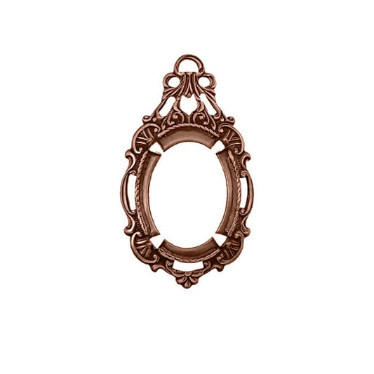 Copper Ox Pendant Setting for 18x13mm Flat Back Stones and Cabochons - Antiqued Copper Prongs - Nickel Free Made in the USA