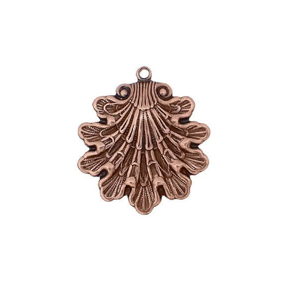 Antique Copper Ox Seashell Pendants - 2 Pieces Medium Size - Fantasy Whimsical Mermaid Ocean Beach Themed Jewelry Supplies