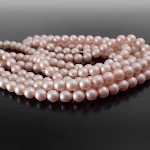 Pale Pink Matte Czech Glass Faux Pearls - 6mm 25 Pieces - Light Rose Czech Pearl Beads for Jewelry Making