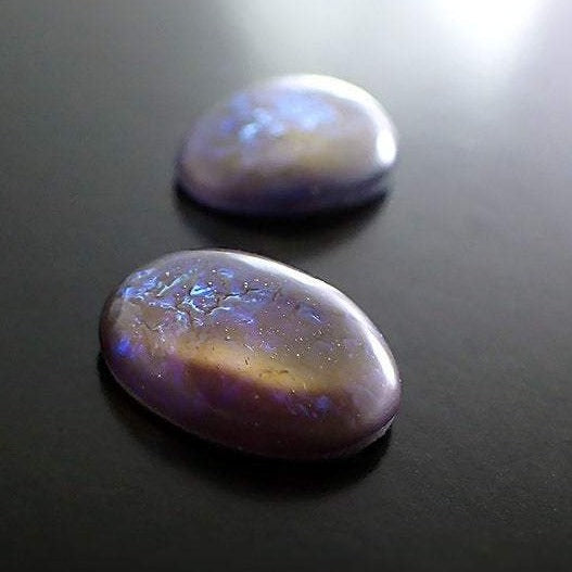 Galactic Czech Glass Faux Opal Oval Cabochons - Glass Opal Cabs - 18x13mm 18mm - Bronze Brown Tanzanite Blue Purple Scrapbook Embellishments