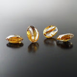 Rare Transparent Topaz and Crystal Clear Silver Foil Czech Glass Faceted Stones - 18x13mm - Amber Orange Yellow Glass Jewels