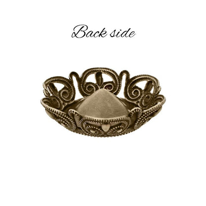 Filigree Setting for 14mm Rivoli Stones - 1 Piece European German Made Antiqued Brass Ox - For Pointed Back Swarovski 1122 Vintage Style